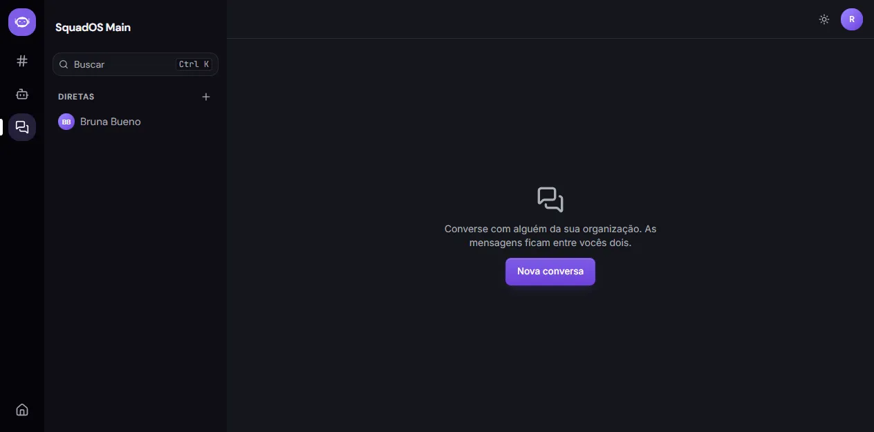 Área de conversas diretas do Hub