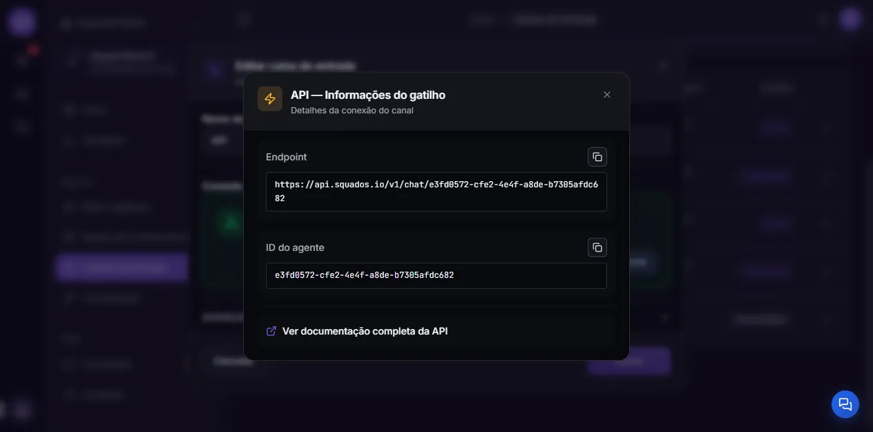 Endpoint e identificador da caixa API
