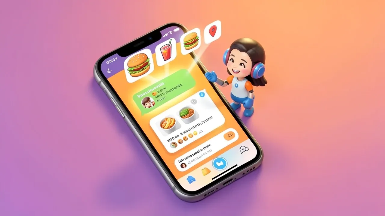 Tela de conversa no WhatsApp mostrando um agente de IA conduzindo um pedido de delivery passo a passo