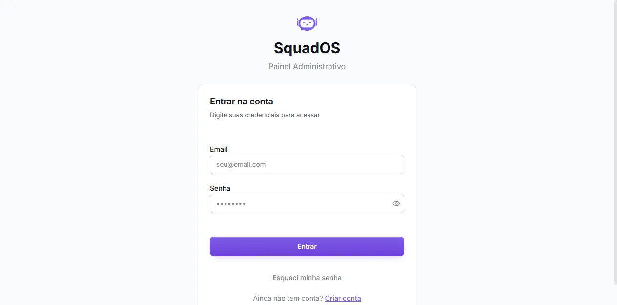 Admin panel sign-in screen